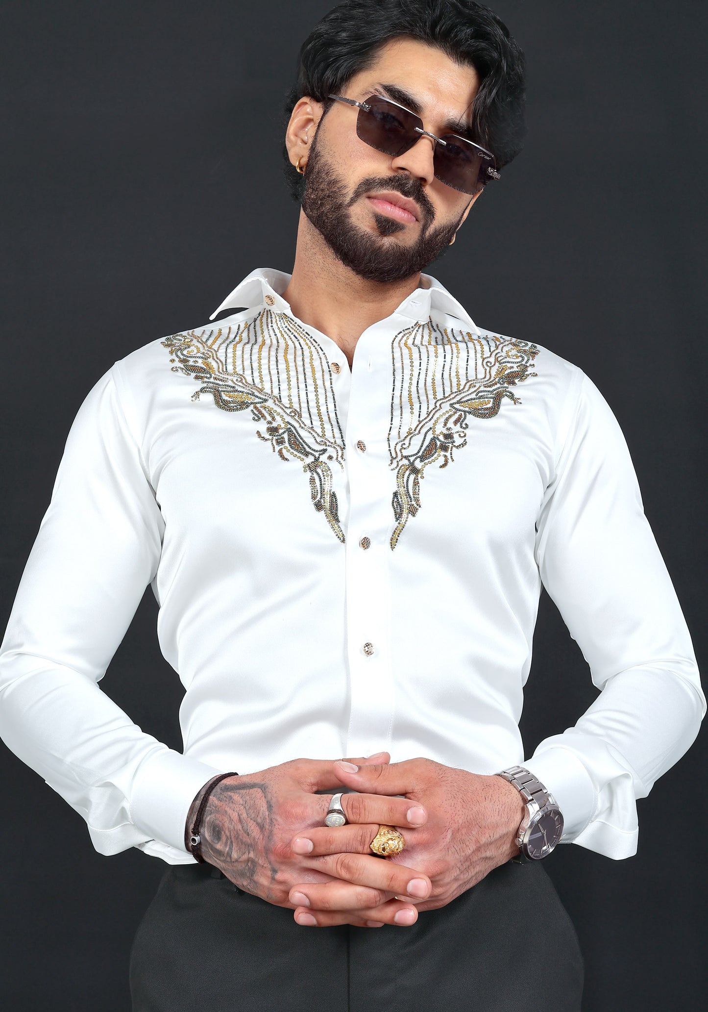 Wavy Premium Hand Embroidered Shirt
