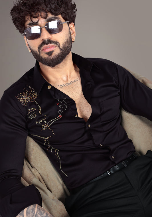 The Chain Smoker Luxury Hand Embroidered Shirt