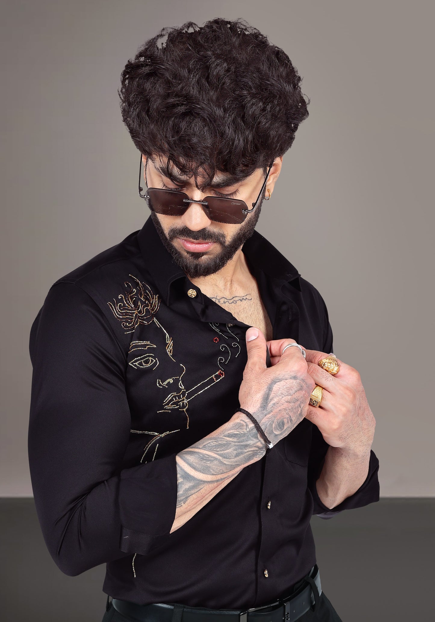 The Chain Smoker Luxury Hand Embroidered Shirt