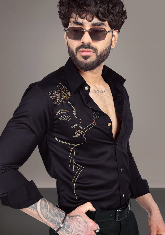 The Chain Smoker Luxury Hand Embroidered Shirt
