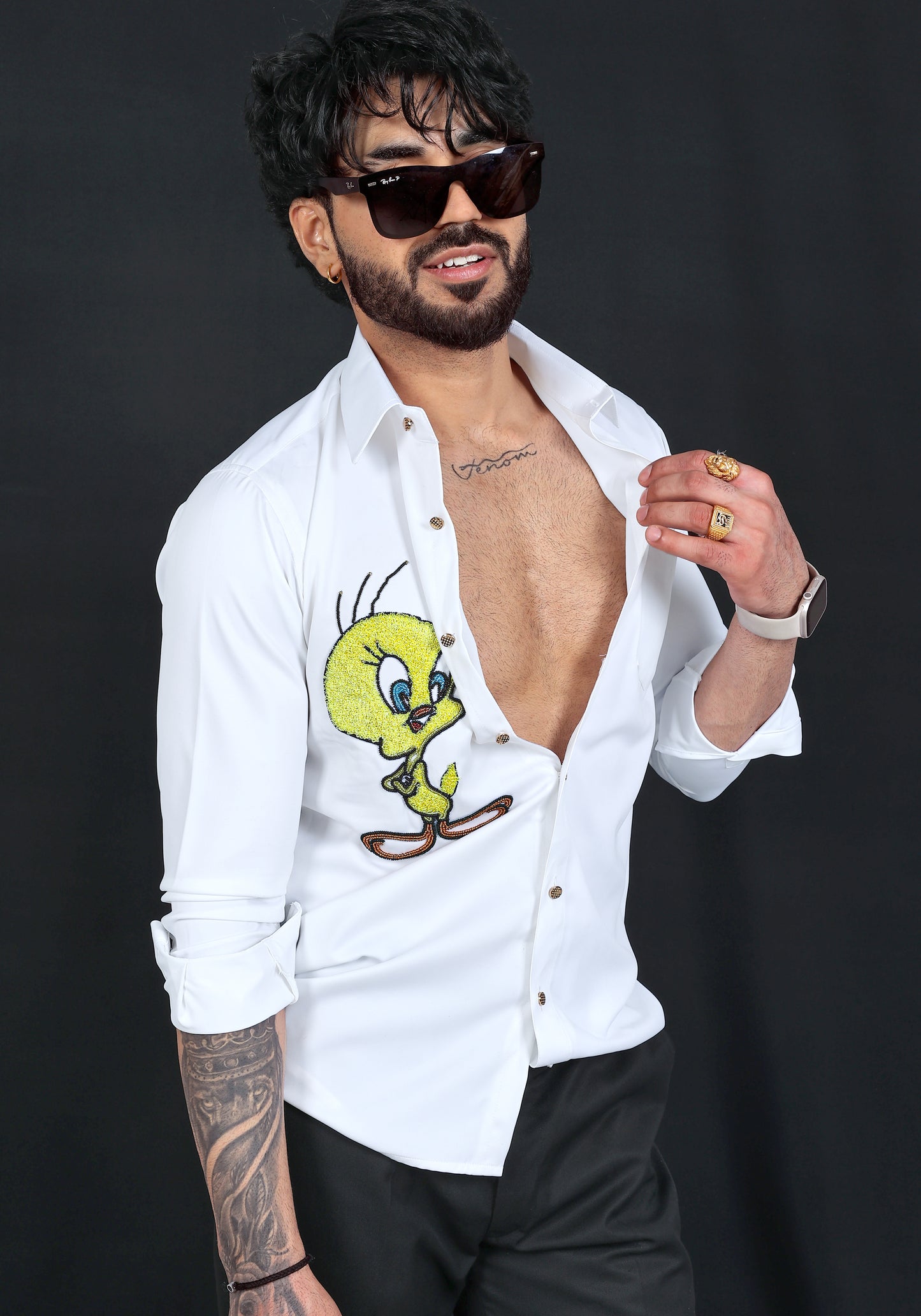 Iconic Tweety Luxury Hand Embroidered Shirt