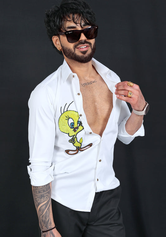 Iconic Tweety Luxury Hand Embroidered Shirt