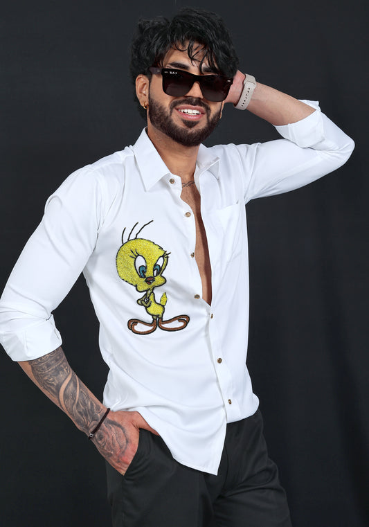 Iconic Tweety Luxury Hand Embroidered Shirt