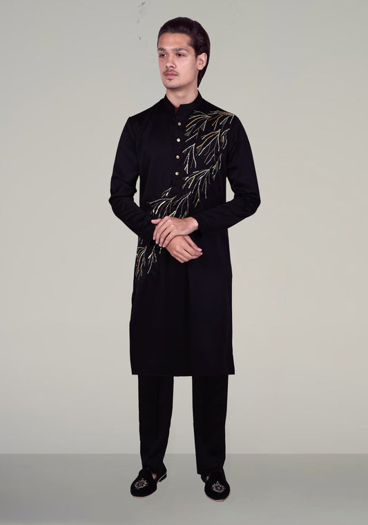 Twigs Hand Embroidered Kurta Set